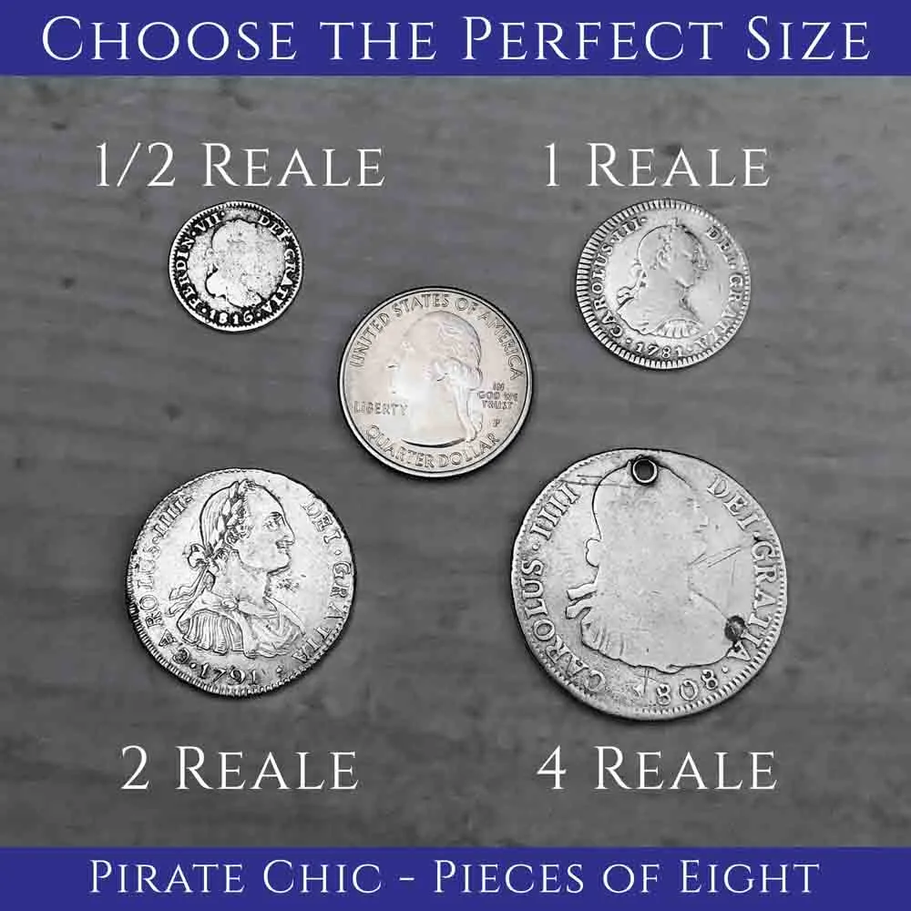 Pirate Chic Silver 2 Reale Spanish Portrait Dollar Dated 1795 - the Legendary "Piece of Eight" Pendant | Artifact #8872