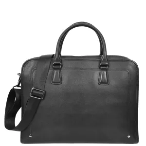 Real Leather Cross Body Briefcase Belmont Black