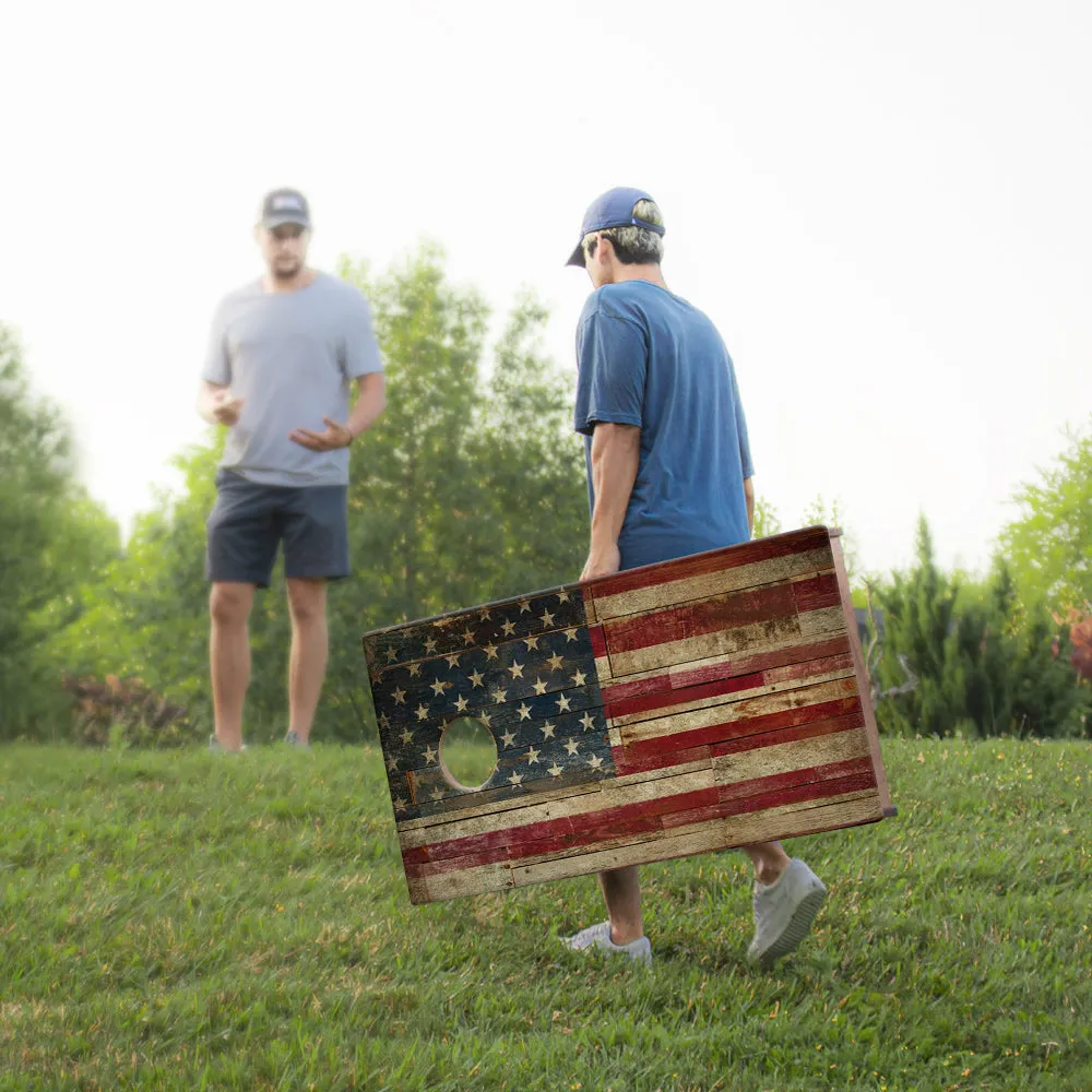 Rustic American Flag Sig Pro Cornhole Boards