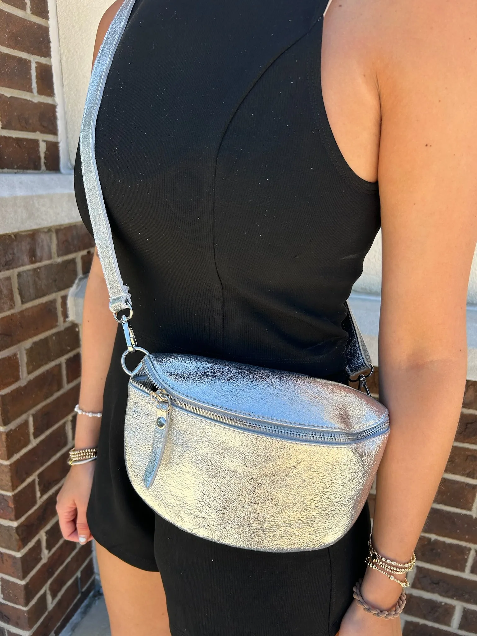 Silver Metallic Crossbody