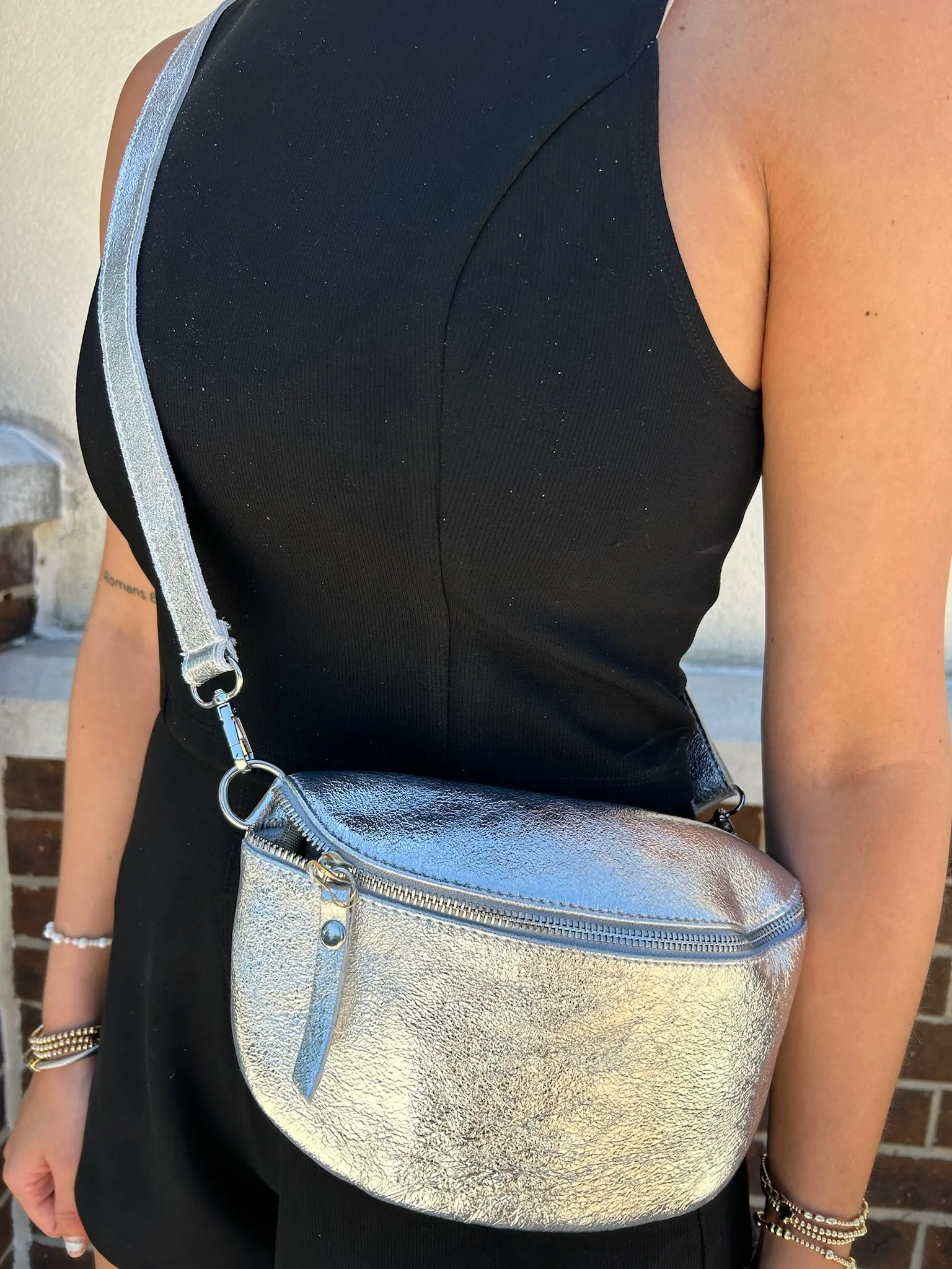 Silver Metallic Crossbody