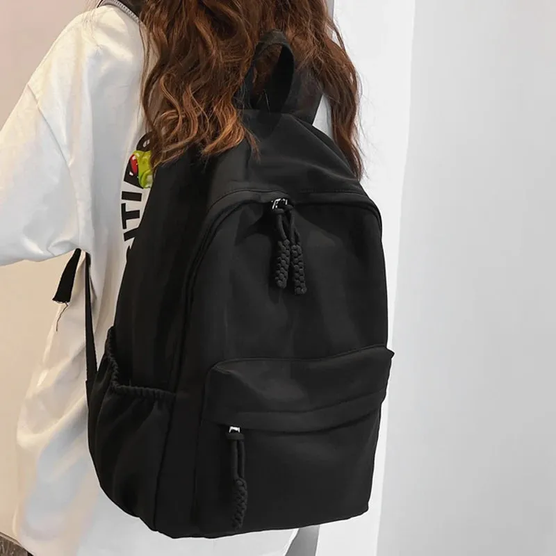 Sohiwoo Female Fashion Lady Large Capacity Solid Color College Backpack Trendy Women Laptop School Bags Cute Girls Travel Book Bag Cool