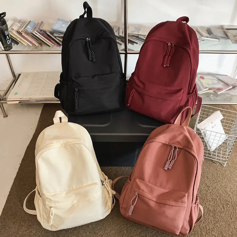 Sohiwoo Female Fashion Lady Large Capacity Solid Color College Backpack Trendy Women Laptop School Bags Cute Girls Travel Book Bag Cool