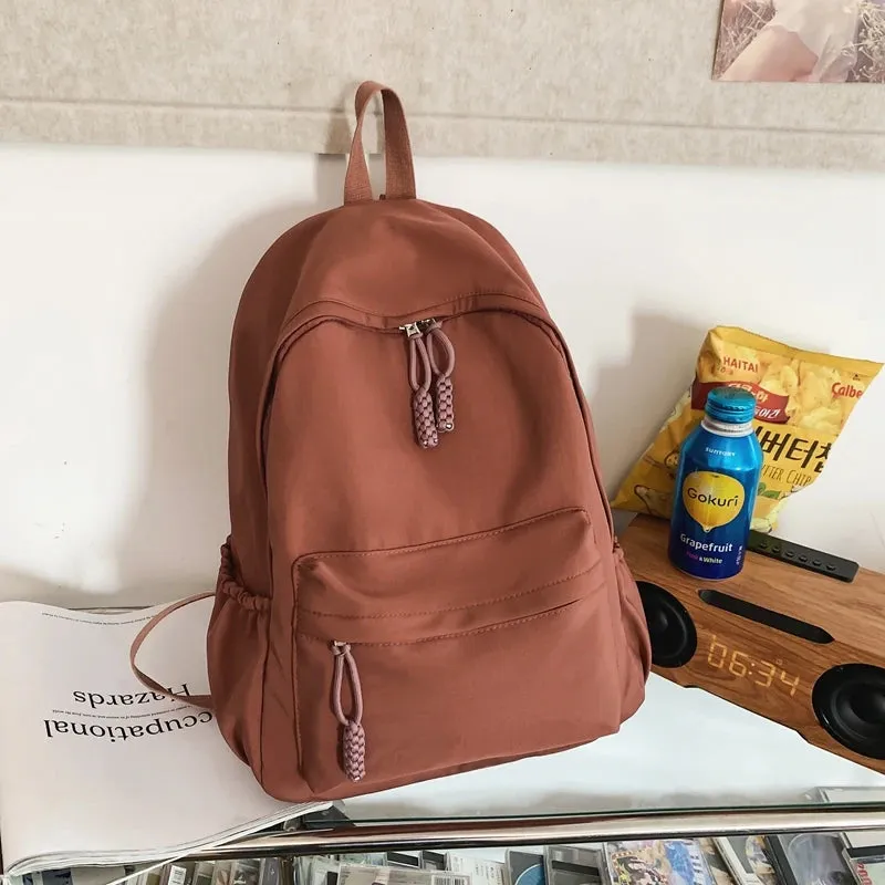 Sohiwoo Female Fashion Lady Large Capacity Solid Color College Backpack Trendy Women Laptop School Bags Cute Girls Travel Book Bag Cool