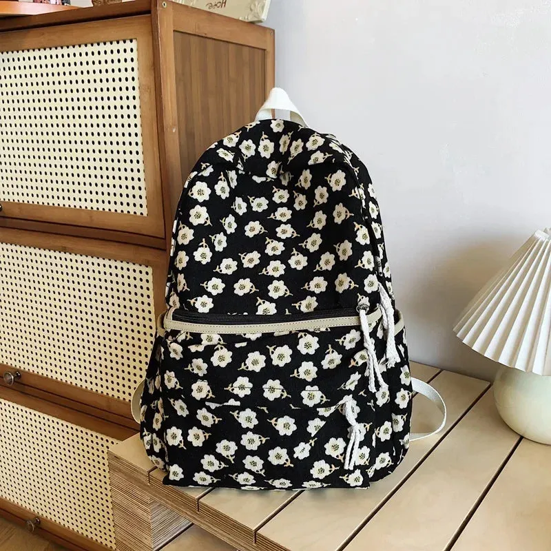 Sohiwoo Women Kawaii Flower Backpacks Teenager Laptop Lady Cute Book Bag Girl Trendy College Backpack Fashion Female Travel School Bags