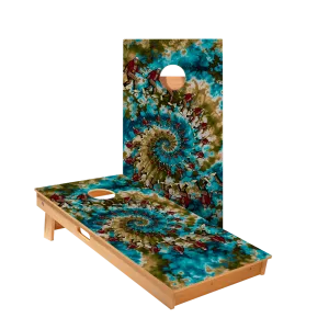 Spiral Tie-Dye Sasquatch Star Cornhole Boards