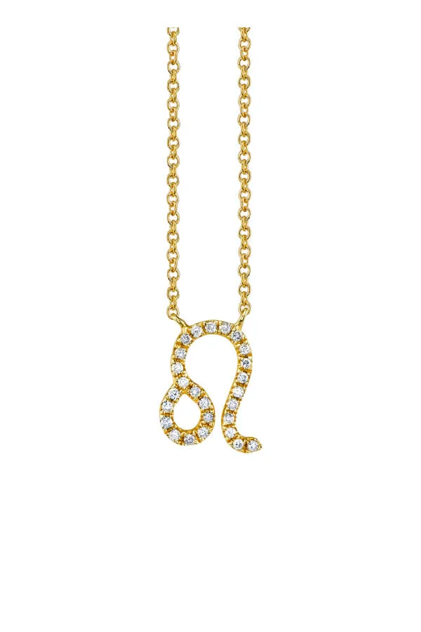 Sydney Evan Pave Leo Charm Necklace - Yellow Gold