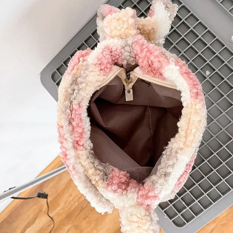 Ultra Soft Plush Paid Crossbody Bag