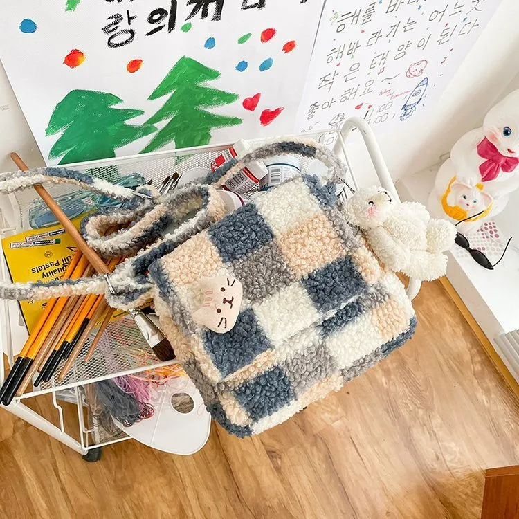 Ultra Soft Plush Paid Crossbody Bag