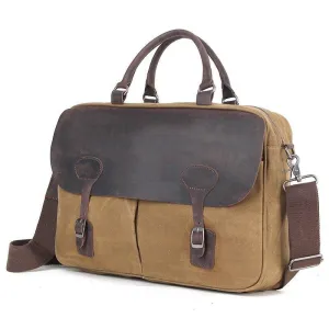 Woosir Mens Satchel Messenger Bag Canvas and Leather